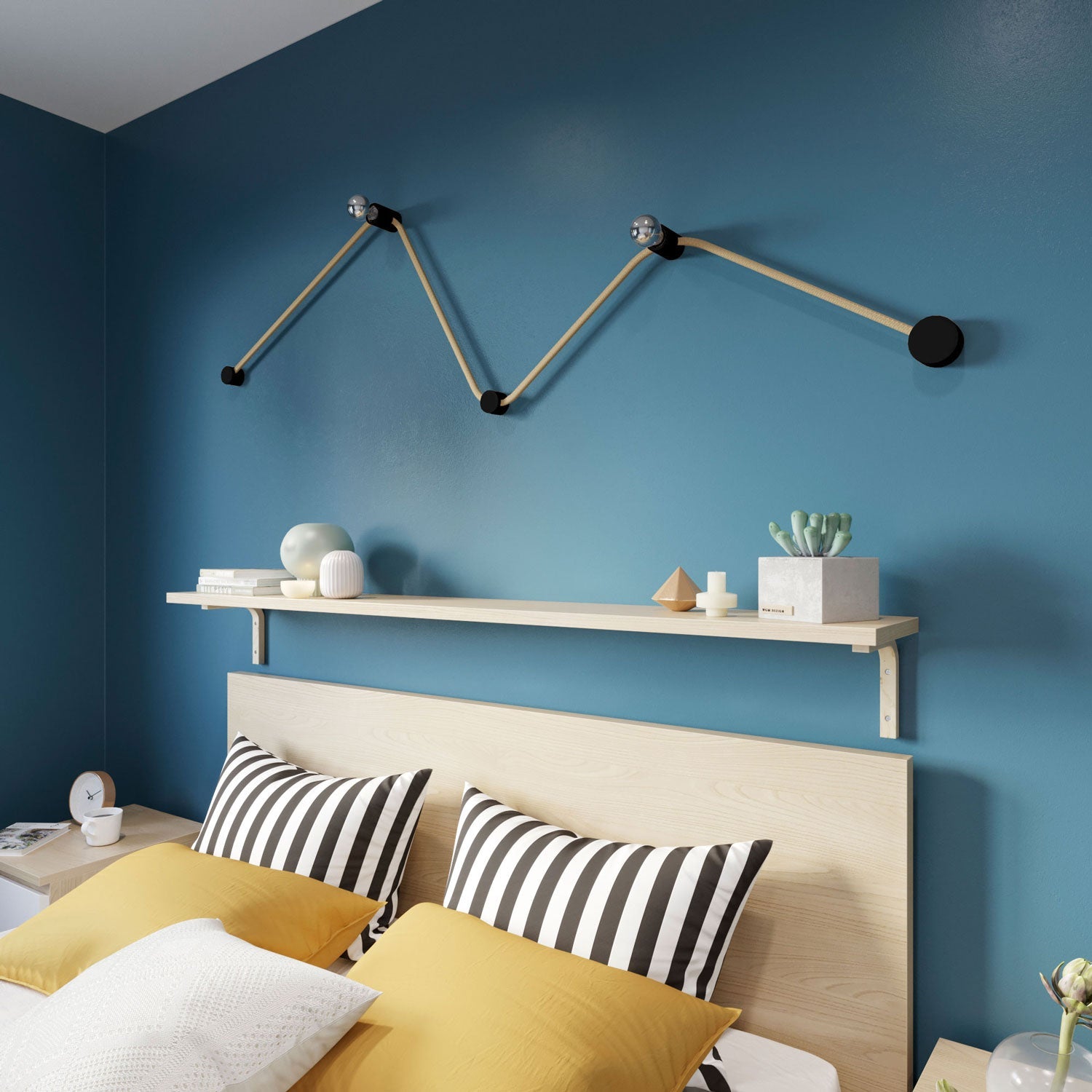 Sistema Filé Wiggle Kit - con cavo CN06 di 3 m per catenaria e 5 componenti in legno verniciato nero per interni