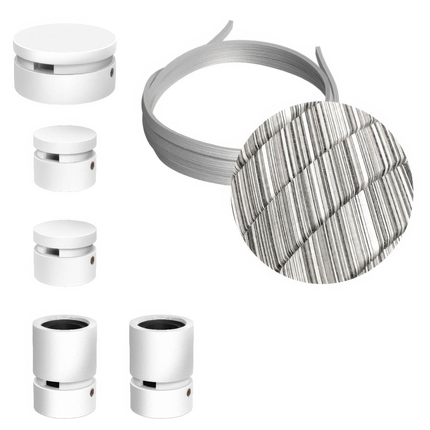 Sistema Filé Wiggle Kit - con cavo ECC37 di 3 m per catenaria e 5 componenti in legno verniciato bianco per interni