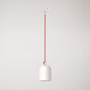 Sospensione per binario con paralume mini Campana in ceramica - Bianco lucido