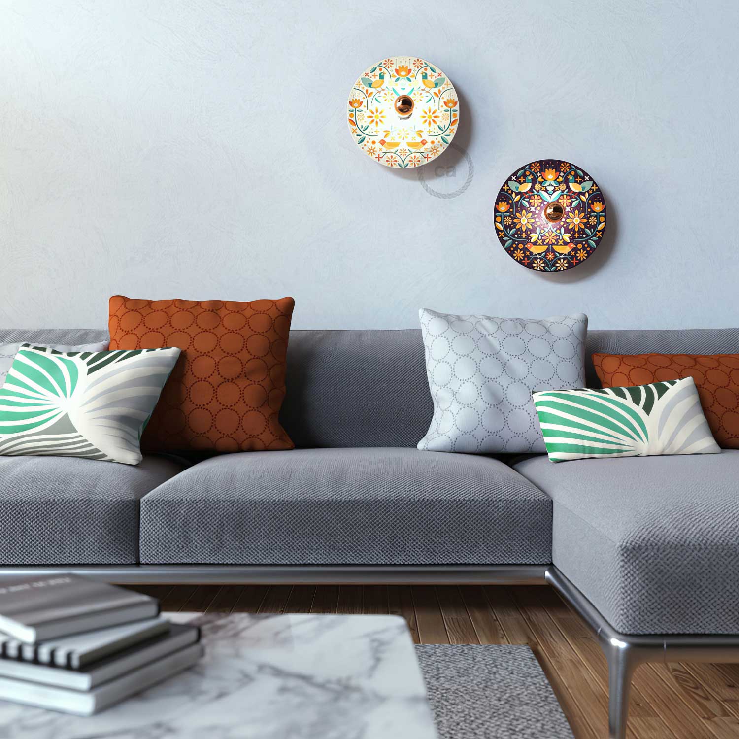 UFO Paralume in legno Special Edition Illustratori Italiani, double face, diametro 33 cm - Francesco Poroli